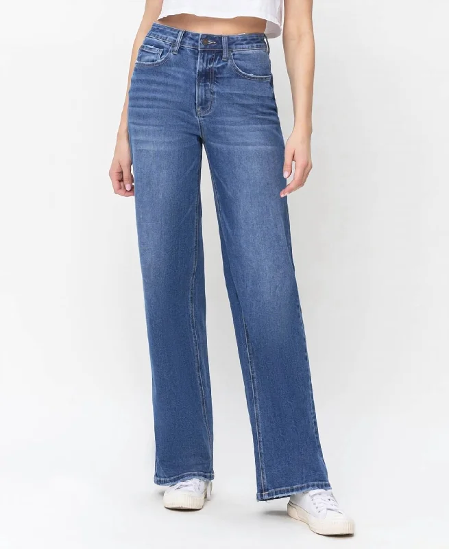 90's Vintage Super High Rise Loose Jeans In Dark Wash