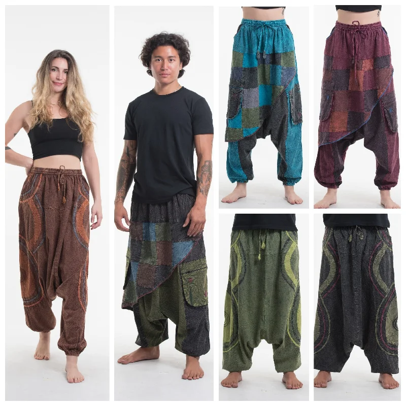 Assorted set of 5 Unisex Patchwork Stonewashed Low Cut Cotton Pants High-Waist Jeans Assorted set of 5 Unisex Patchwork Stonewashed Low Cut Cotton Pants High-Waist Jeans