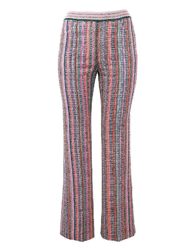 Plaid Flare Pant Comfortable Denim Pants