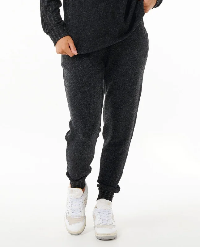 Rip Curl Cosy III Track Pants-Black Marle Relaxed Lounge Trousers