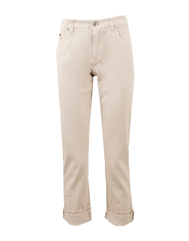 Cuff Boyfriend Pant Chic Capri Pants