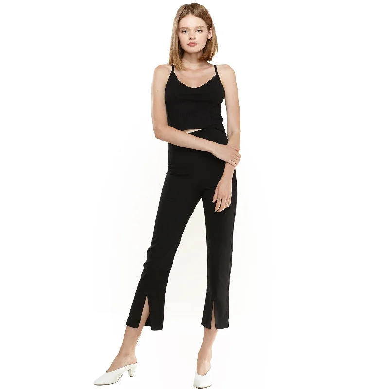 Women's High-Waisted Cropped Pants In Black Comfy High-Waist Jeans