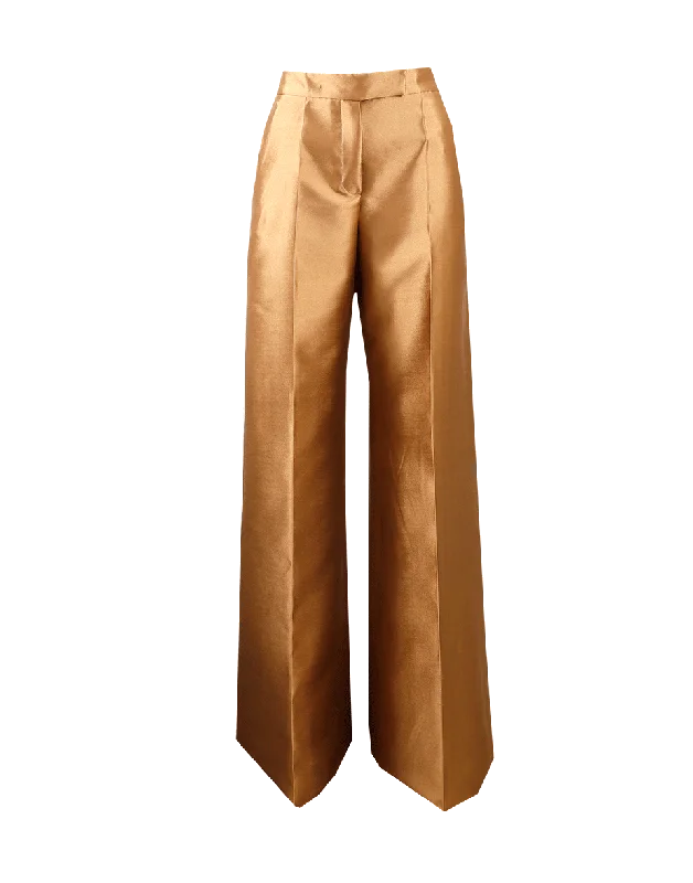 Shantung Wide Leg Pant Elegant Palazzo Trousers