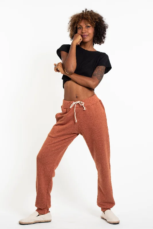 Unisex Terry Pants with Aztec Pockets in Orange Formal Slim Pants