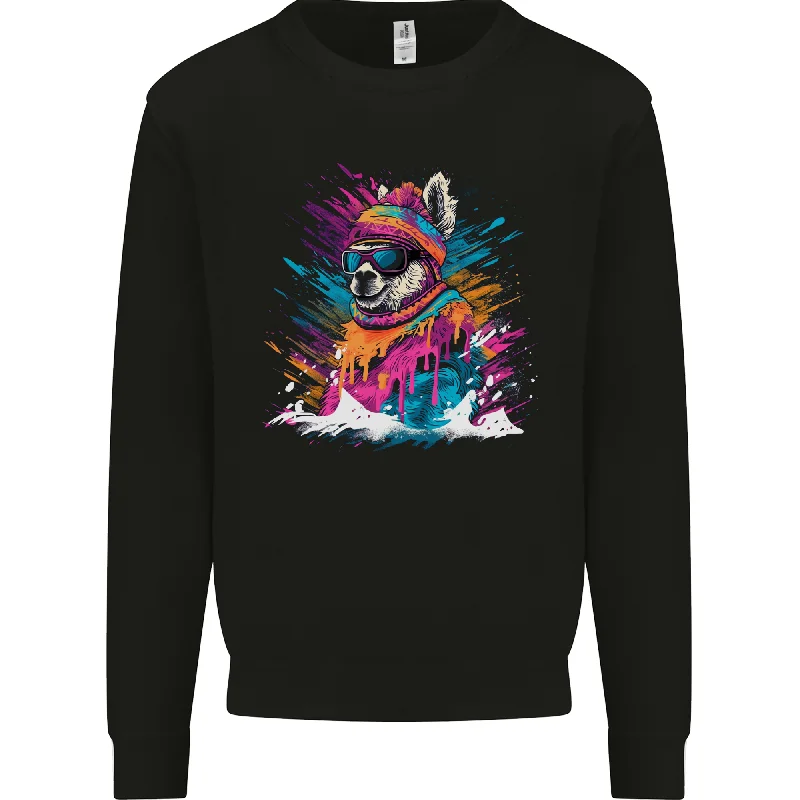 A Cute Lama in the Snow Mens Sweatshirt Jumper