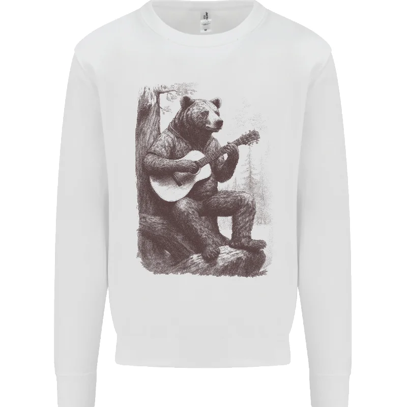 A Cool Bear Playing the Acoustic Guitar Mens Sweatshirt Jumper