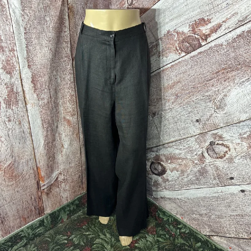 TALBOTS BLACK IRISH LINEN PLEATED LINED PANTS SIZE 24W D2C Fashionable Track Pants