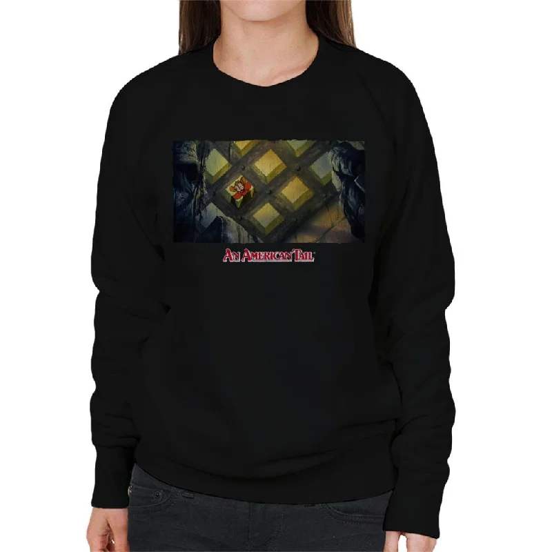 An American Tail Fieval Looking Down Distressed Women's Sweatshirt