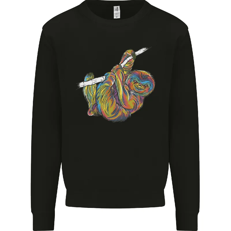 A Colourful Sloth on a Branch Mens Sweatshirt Jumper