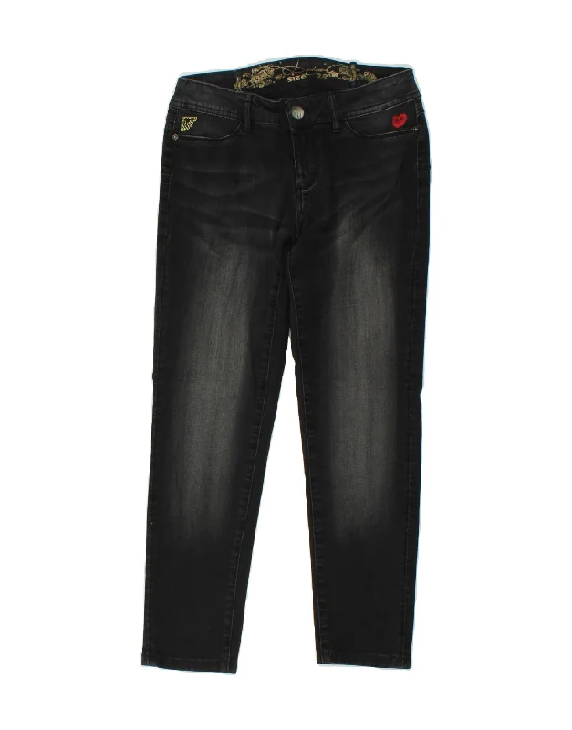 DESIGUAL Womens Crop Slim Jeans W28 L24 Black