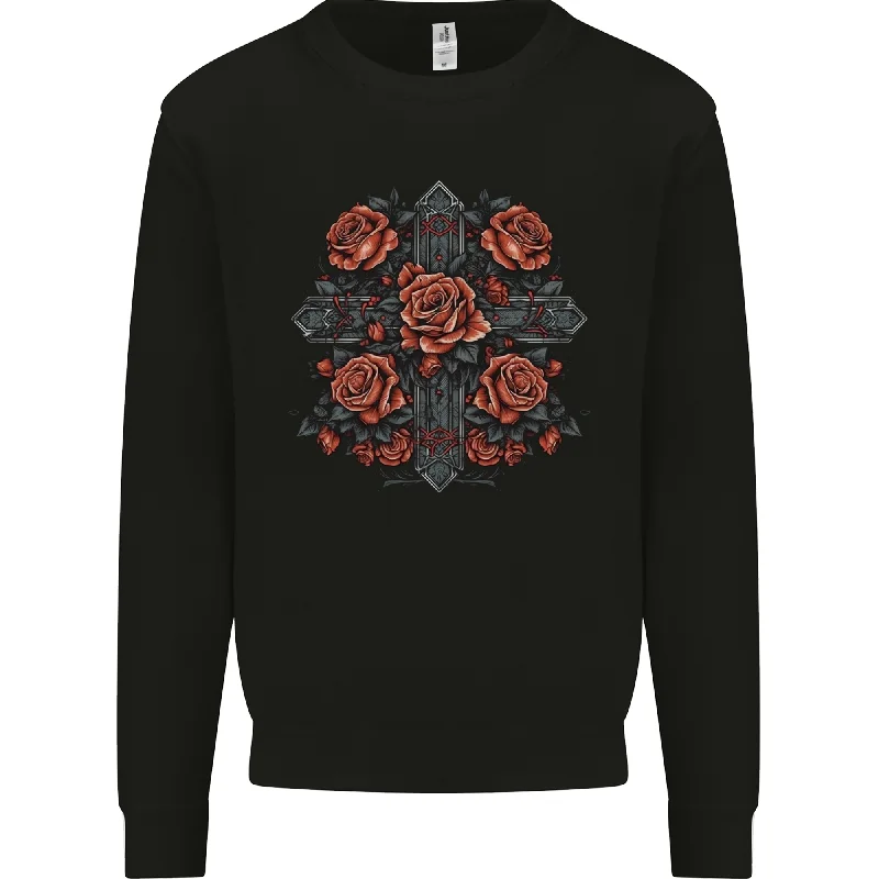 A Cross With Roses Mens Sweatshirt Jumper