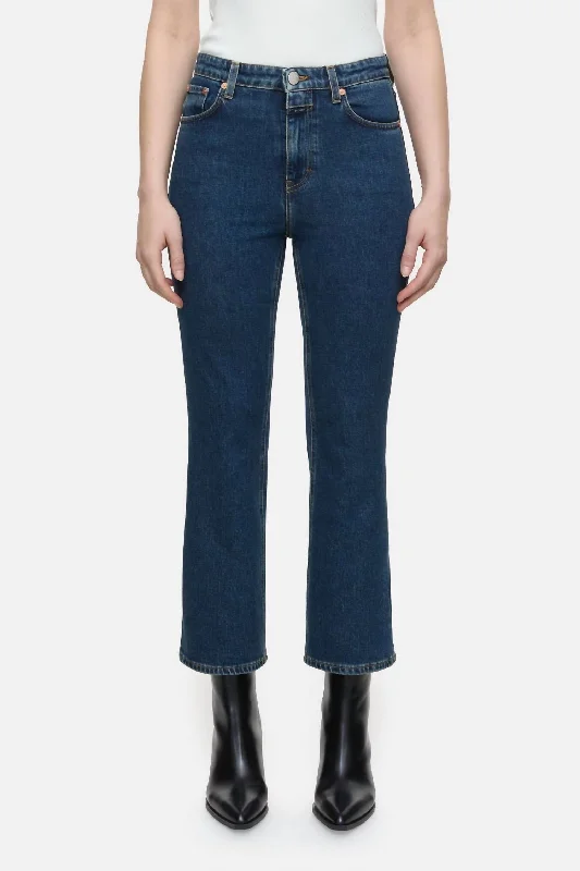 Hi Sun Cropped Flared Jeans In Dark Blue