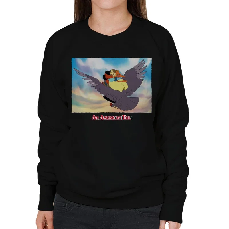 An American Tail Fieval And Tanya Flying  On Henri Le Pigeon Women's Sweatshirt