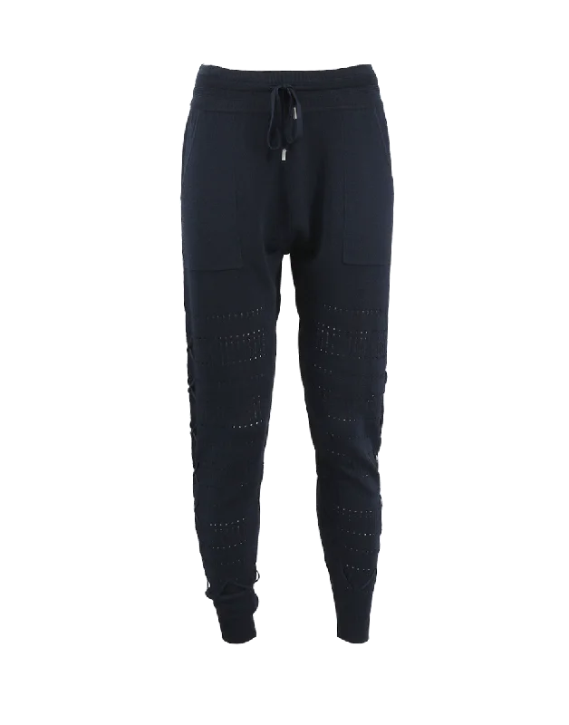 Lace Pointelle Knit Pant Formal Linen Trousers