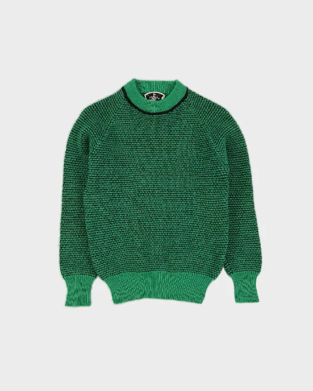 Vintage 1980s Kanebo Green Knitted Jumper - XS