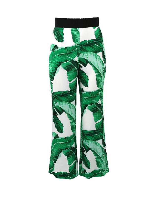 Leaf Print Cropped Pant Modern Skinny Pants