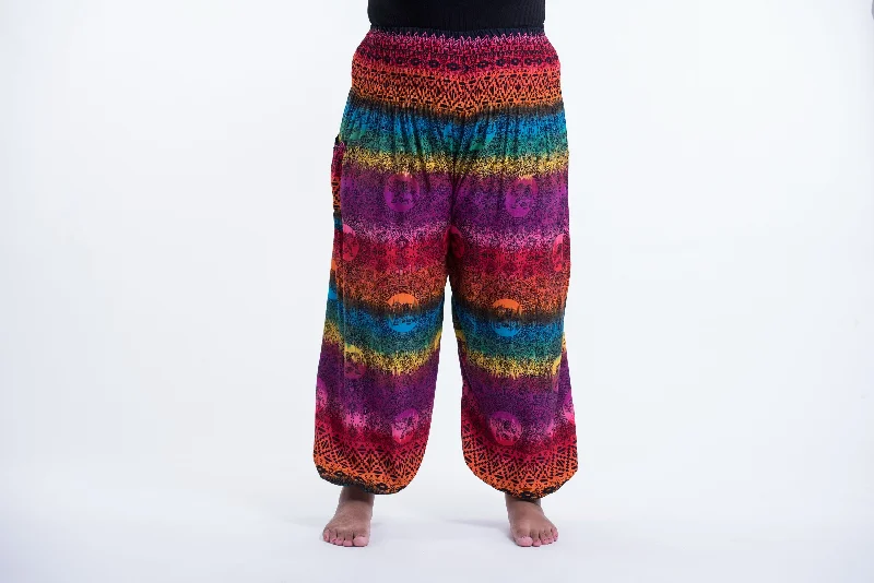 Plus Size Rainbow Elephant Unisex Elephant Pants in Purple Comfortable Denim Leggings