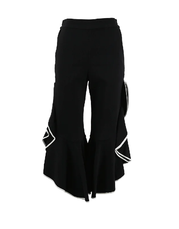 Ruffle Cropped Pant Comfortable Fleece Pants