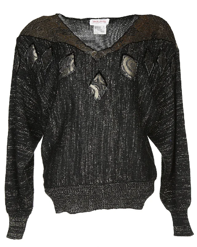 80s Black & Bronze Jumper - S