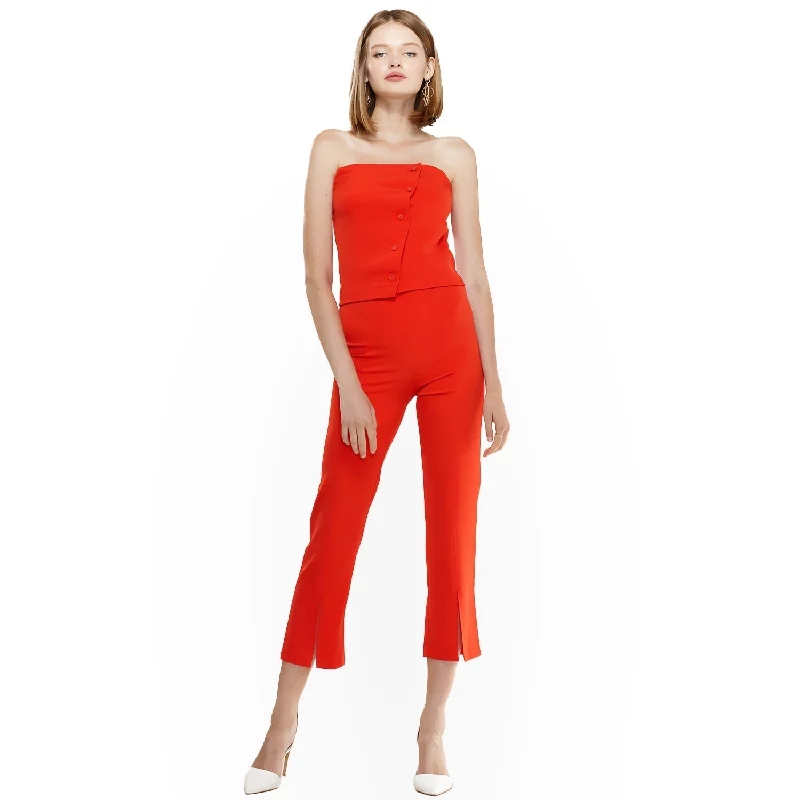 Women's High-Waisted Cropped Pants In Poppy Red Comfortable Maternity Pants
