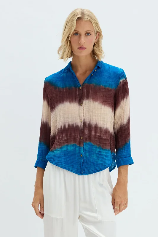 Gauze Lapis Multi Lauren Blouse