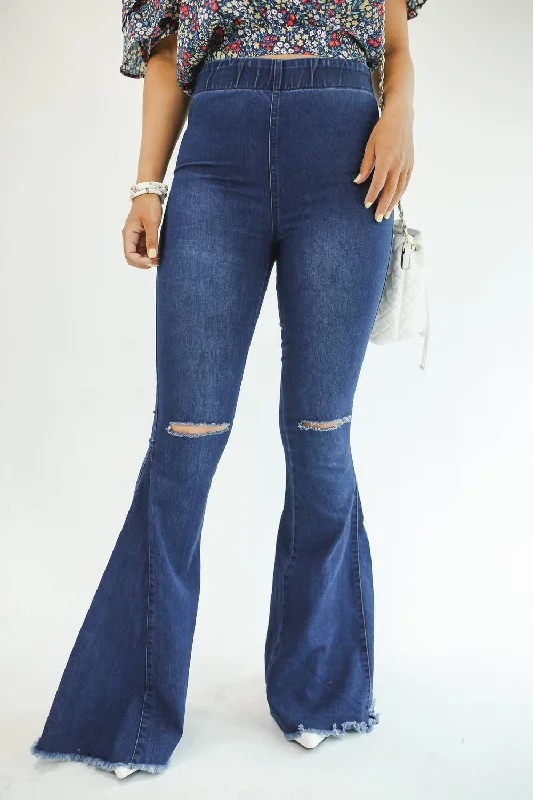 Logan High Waist Flares Jeans In Dark Denim