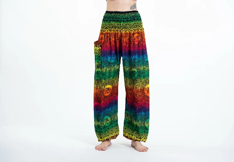Rainbow Elephant Unisex Elephant Pants in Green Formal Slim Pants