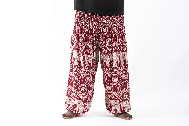 Plus Size Imperial Elephant Unisex Elephant Pants in Red Soft Sweatpants Style