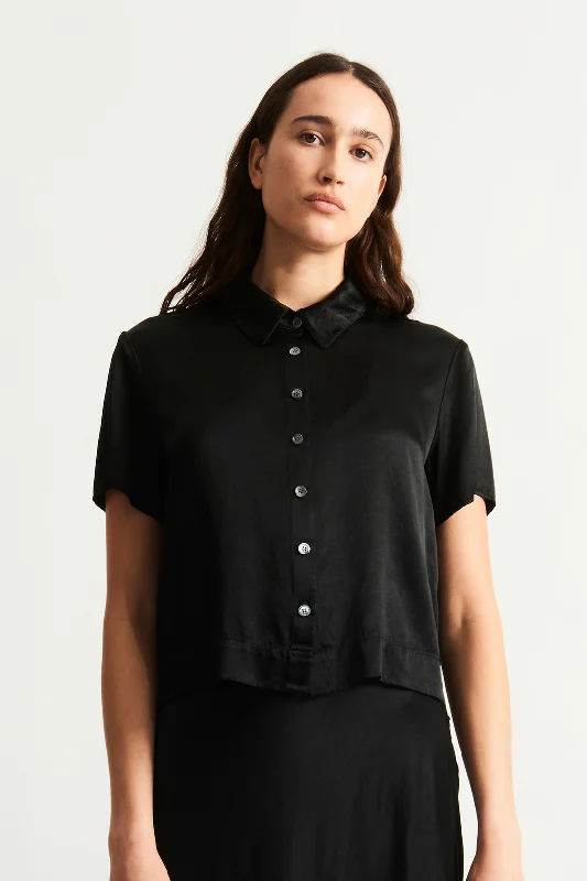 Pebble Satin Black Calista Blouse