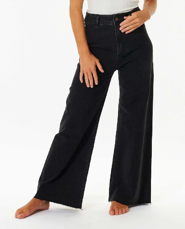 Rip Curl Holiday Denim Pants-Washed Black Elegant Trouser Pants