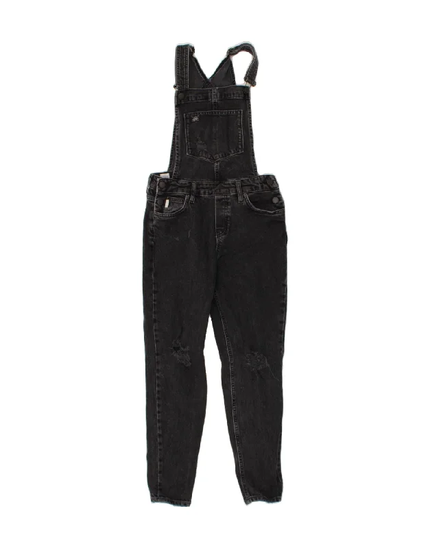 SUPERDRY Womens Distressed Dungarees Slim Jeans W28 L25  Grey Cotton