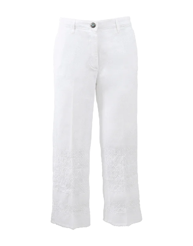 Mara Summer Eyelet Pant Stylish Slim Trousers
