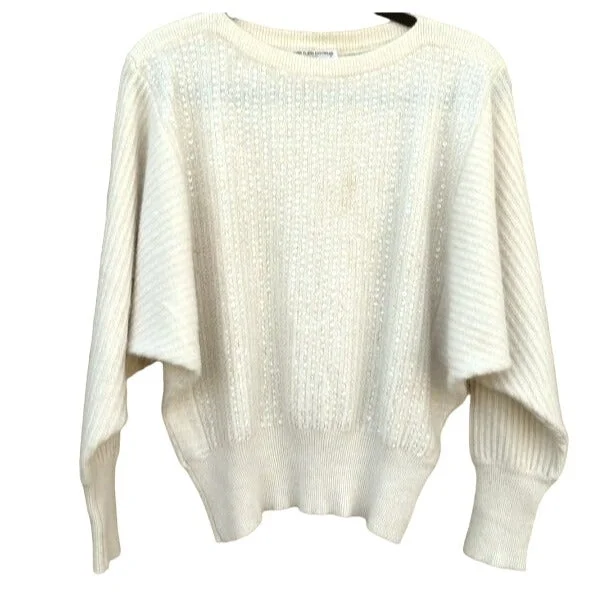 Anne Klein Knitwear By Sadimara Sequin Lambswool Angora Batwing Sweater Womens L