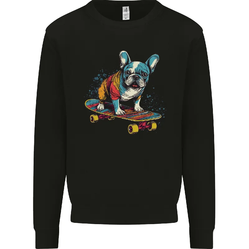 A Colourful French Bulldog on a Skateboard Mens Sweatshirt Jumper