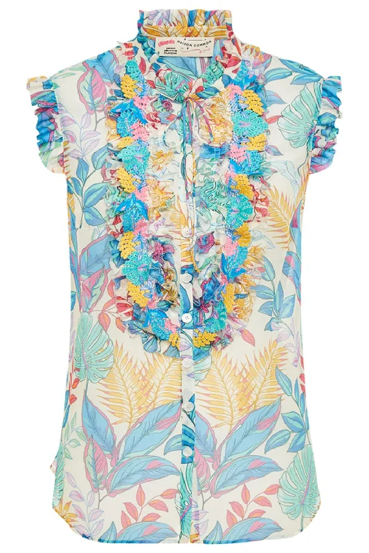 Sleeveless Palm Print Blouse