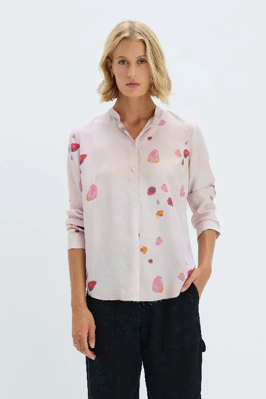 Silk Petal Pink Perfect Henley Blouse