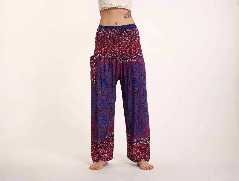 Geometric Mandalas Unisex Harem Pants in Blue Trendy Palazzo Pants