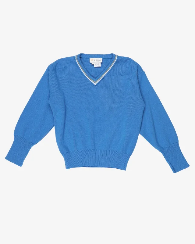 Cambridge & Company Blue Stripe Neck Jumper - M/L