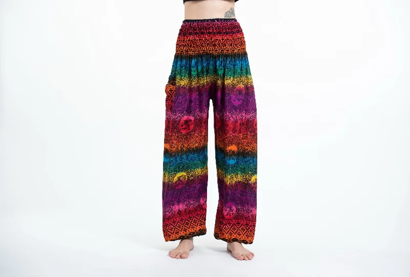 Rainbow Elephant Unisex Elephant Pants in Purple High-Waist Yoga Pants