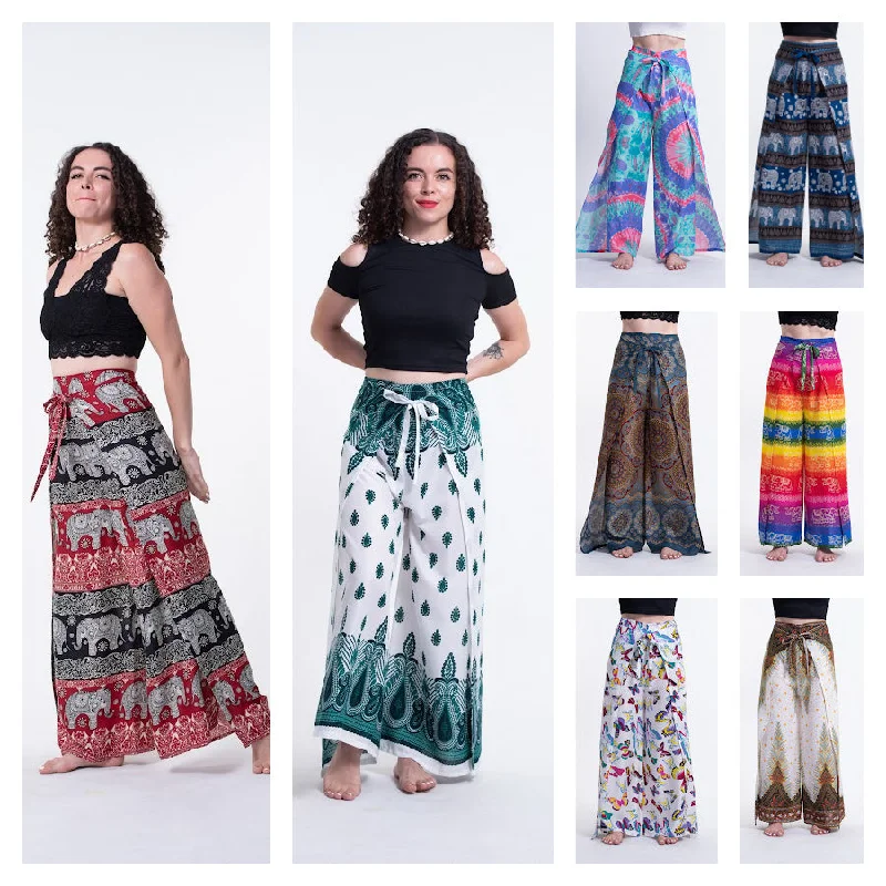 Assorted set of 10 Printed Palazzo Wrap Pants Cozy Maternity Pants