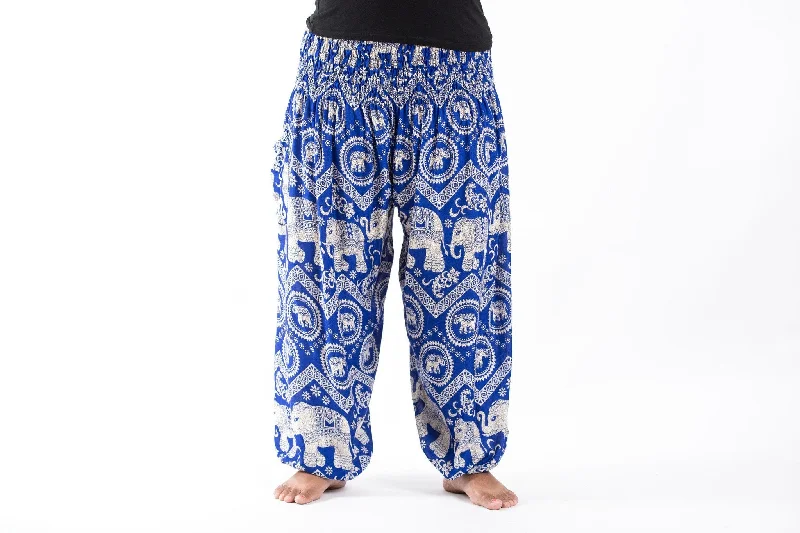 Plus Size Imperial Elephant Unisex Elephant Pants in Blue Warm Wool Trousers