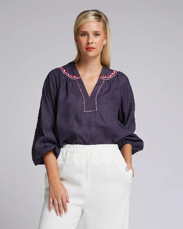 Ava Blouse - Navy