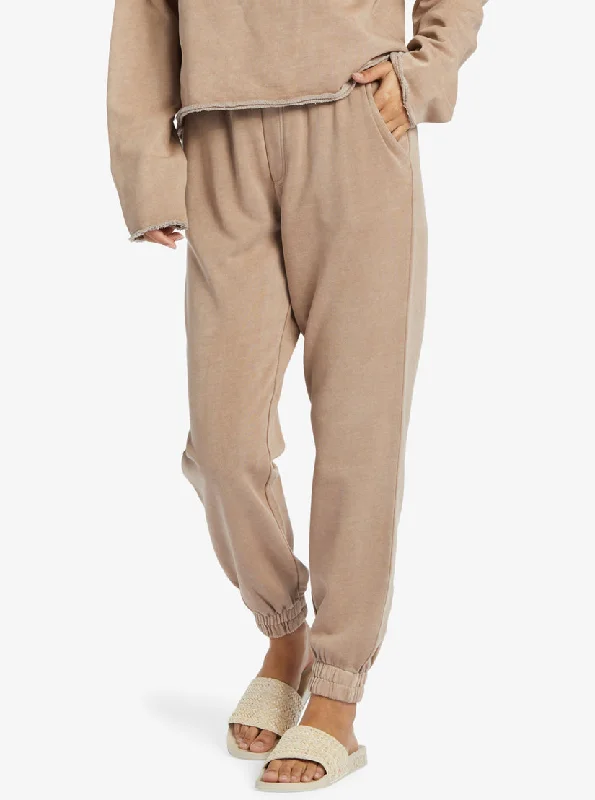 Roxy Doheny Jogger Pants-Root Beer Trendy Wide-Legged Trousers