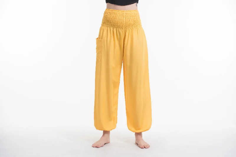 Solid Color Harem Pants in Yellow Stylish Casual Pants
