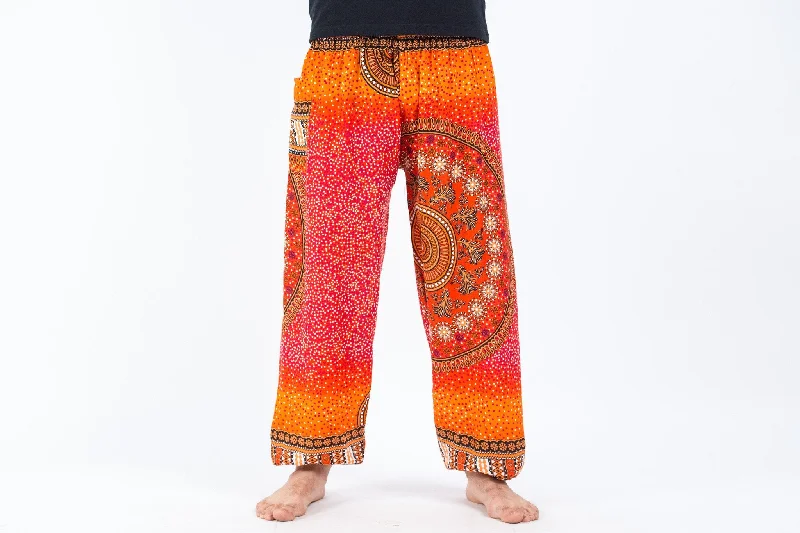 Tribal Chakras Unisex Harem Pants in Orange Stylish Harem Pants