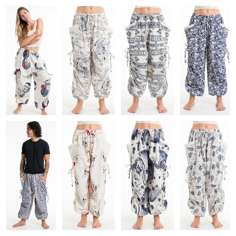 Assorted set of 5 Unisex Printed Cotton Drawstring Pants 02 Lightweight Linen Pants