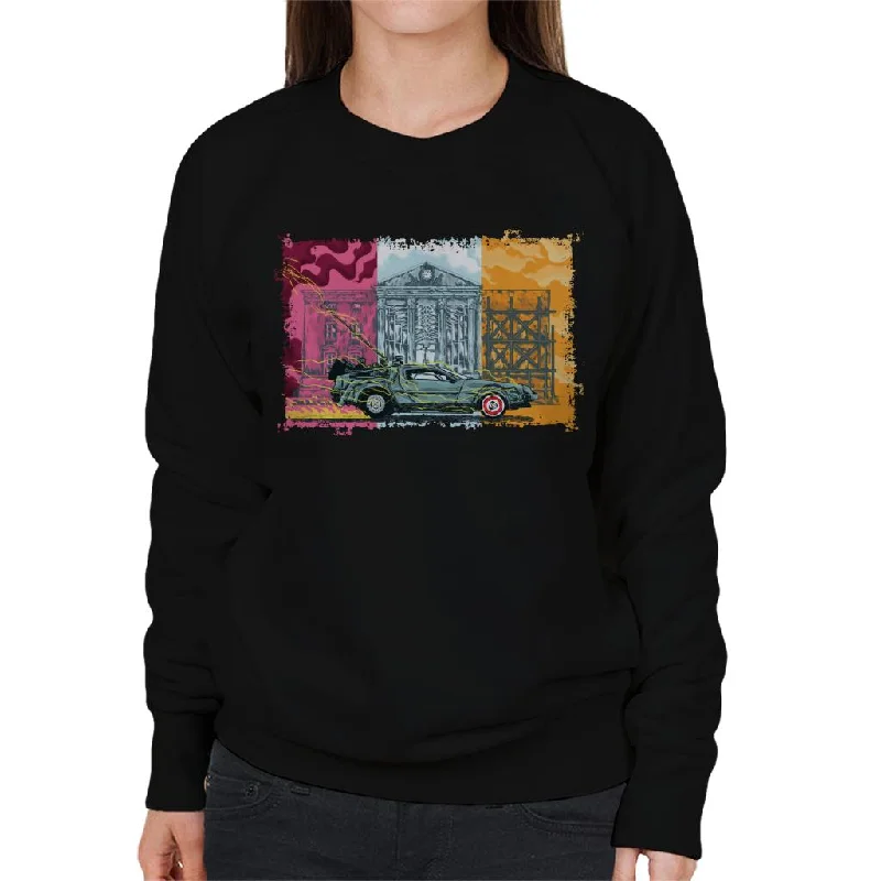 Back to the Future Lightning Shocking Delorean Women's Sweatshirt