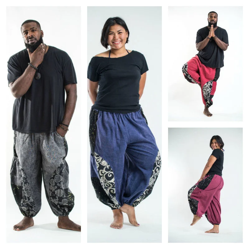 Assorted set of 5 PLUS SIZE Stone Washed Patchwork Unisex Pants Chic Slim Fit Pants