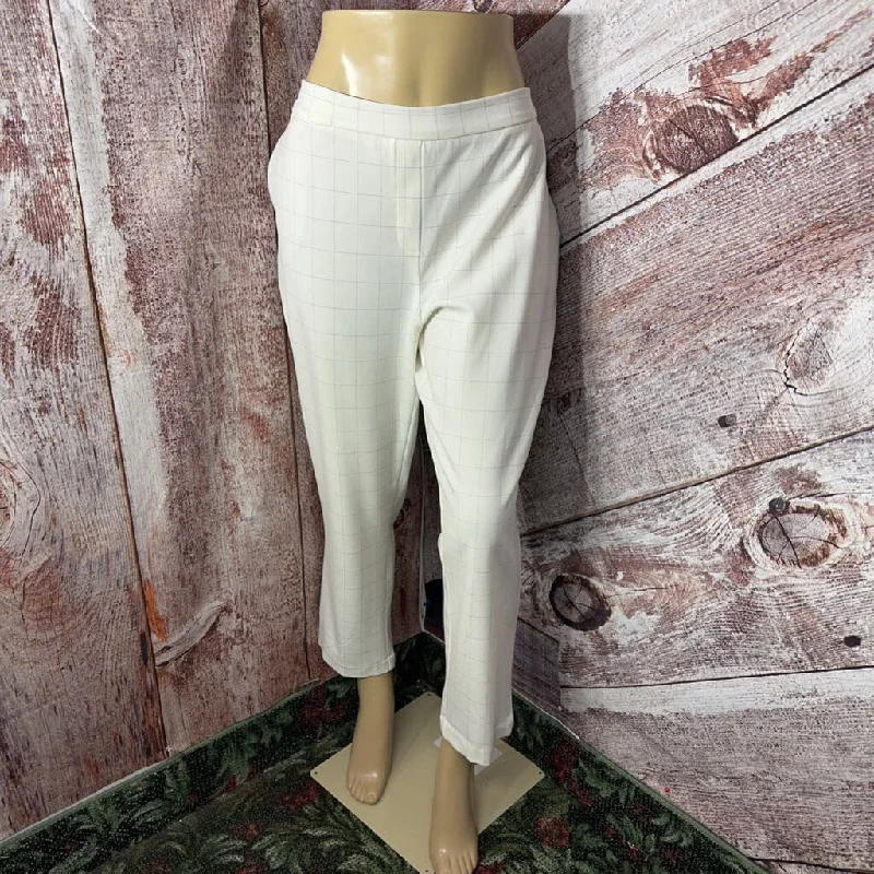 RACHEL ZOE WHITE BLACK DOTTED GRID PANTS SIZE 14 NWT D2C Lightweight Jogger Pants
