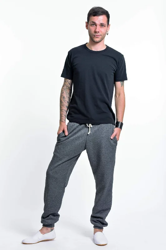 Unisex Terry Pants with Aztec Pockets in Black Cozy Full-Length Pants